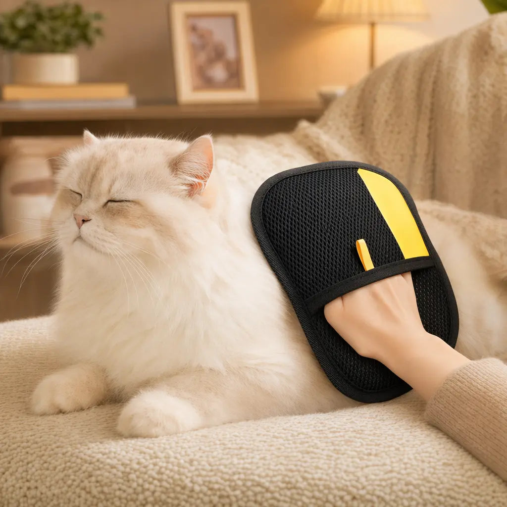 [Upgraded] Pet Hair Removal Gloves Larger Size Electrostatic Remover Reusable for Cat Dog Fur Cleaning on Sofas Furniture Carpets Car Seats Pet Grooming Gloves with Free Cat Keychain Gift