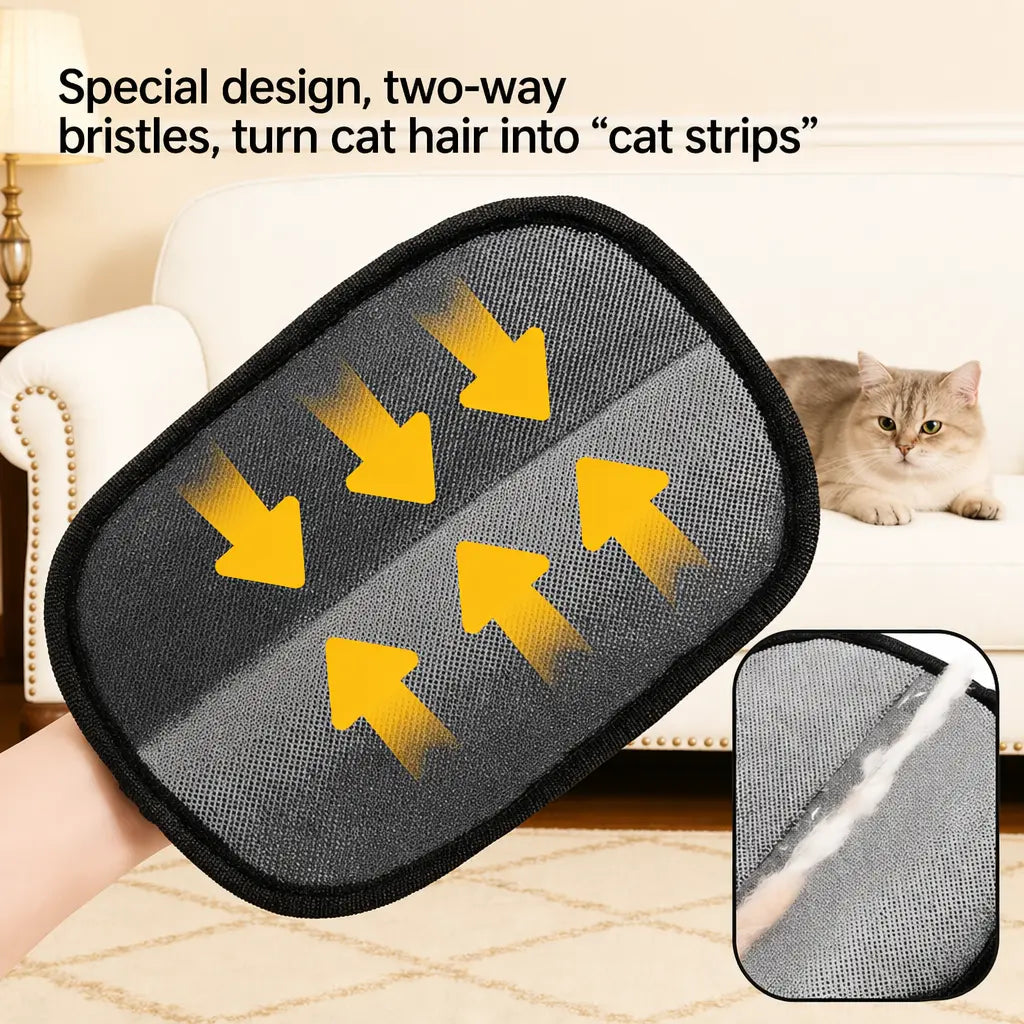 [Upgraded] Pet Hair Removal Gloves Larger Size Electrostatic Remover Reusable for Cat Dog Fur Cleaning on Sofas Furniture Carpets Car Seats Pet Grooming Gloves with Free Cat Keychain Gift