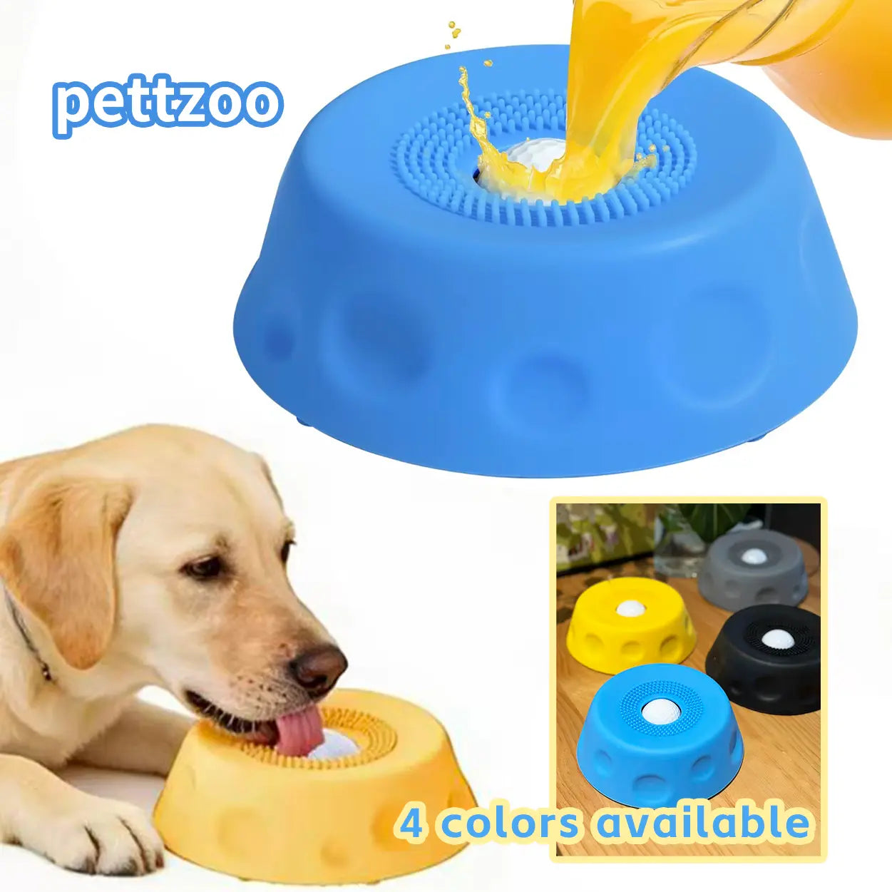 Dog Slow Feeder Bowl with Rolling Ball, No Mess Liquid Treat Lick Bowl, 2-In-1 Enrichment Feeder with Suction Cups