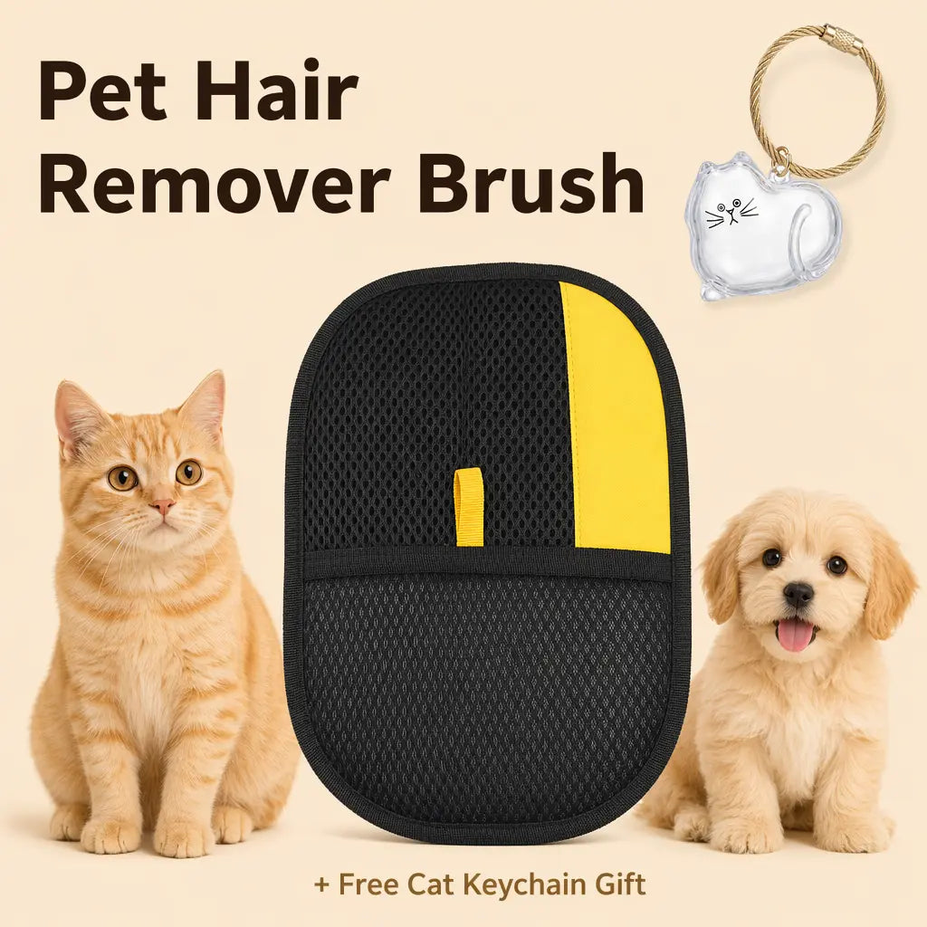 [Upgraded] Pet Hair Removal Gloves Larger Size Electrostatic Remover Reusable for Cat Dog Fur Cleaning on Sofas Furniture Carpets Car Seats Pet Grooming Gloves with Free Cat Keychain Gift